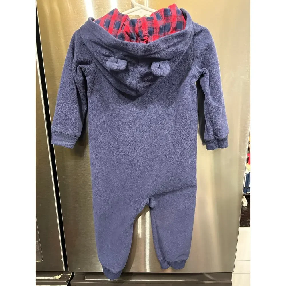 5/$20 Navy and Red Bear Hooded Jumpsuit - Carter's - 24mo